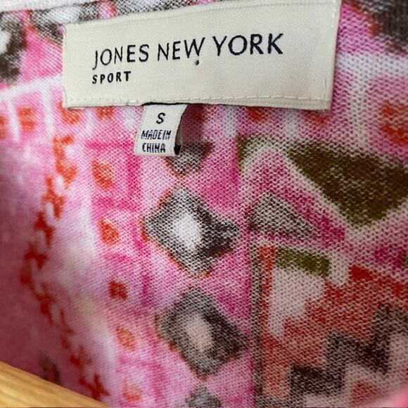 Jones New York Sport Cardigan Azalea Print Open Neck Top 3/4 Sleeve Women Small - Picture 4 of 9
